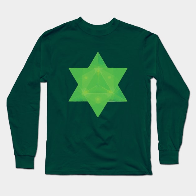 Emerald Tablets Inspired Merkaba Star Tetrahedron Long Sleeve T-Shirt by Teenugs